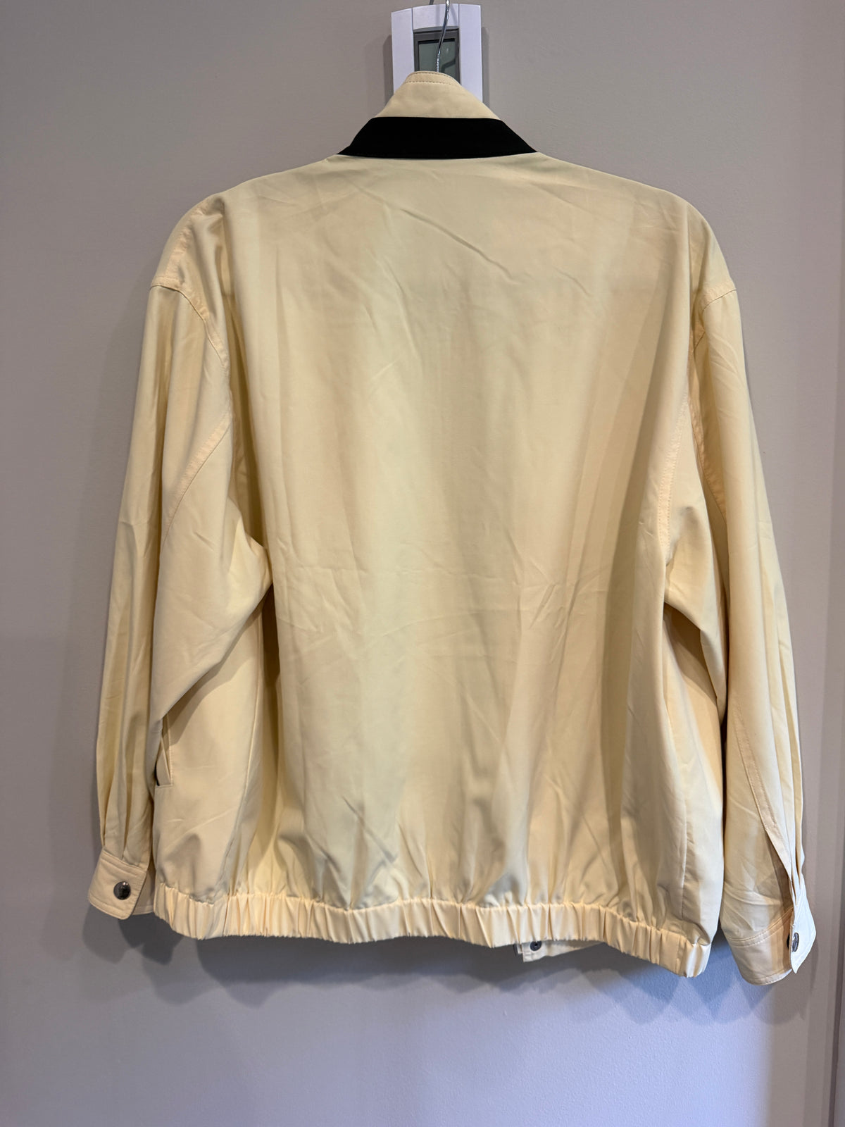 Yves Saint Laurent Vintage Butter Yellow Navy YSL Logo Bomber Windbreaker Jacket size 95