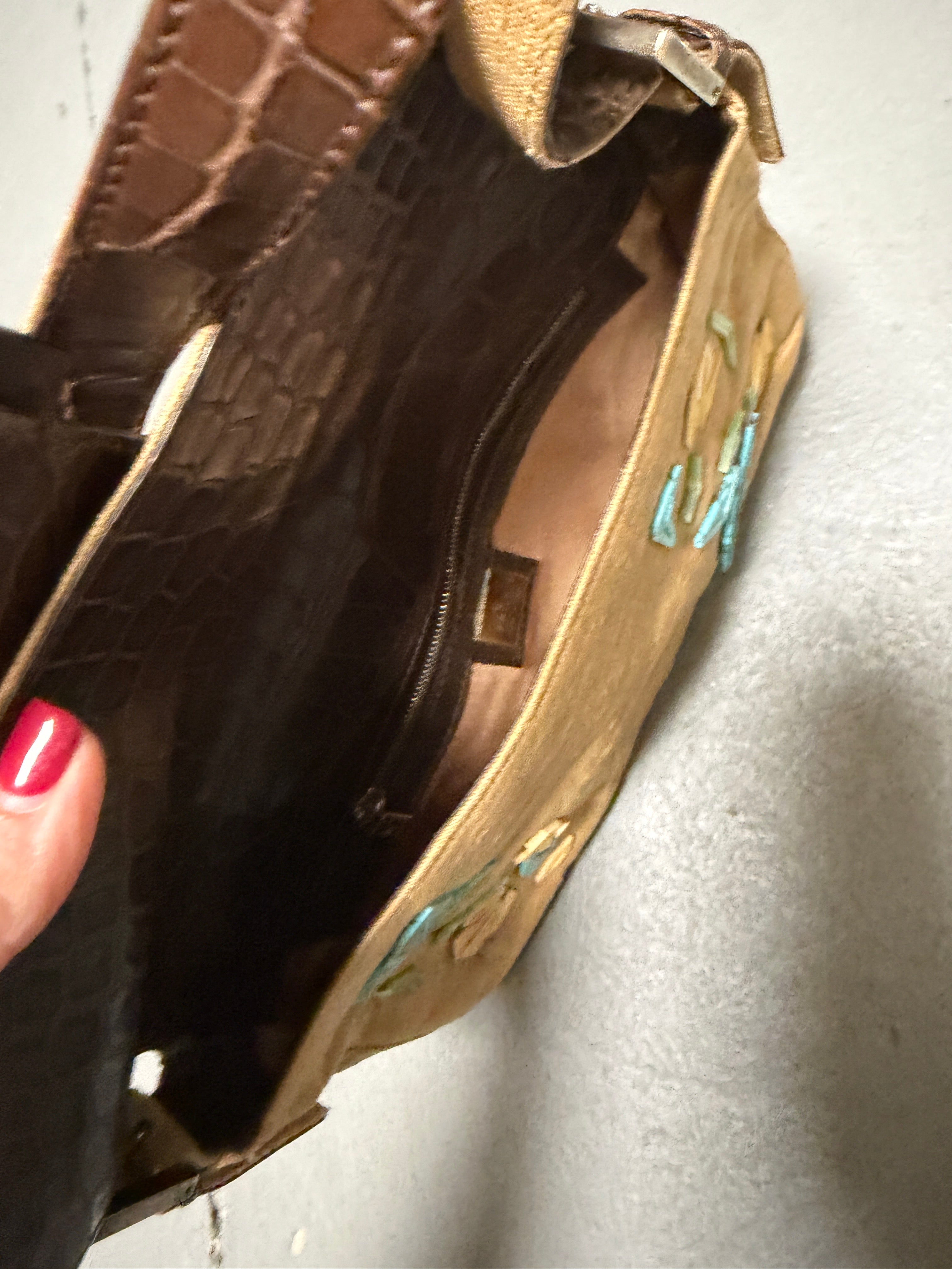 Fendi Embellished canvas baguette