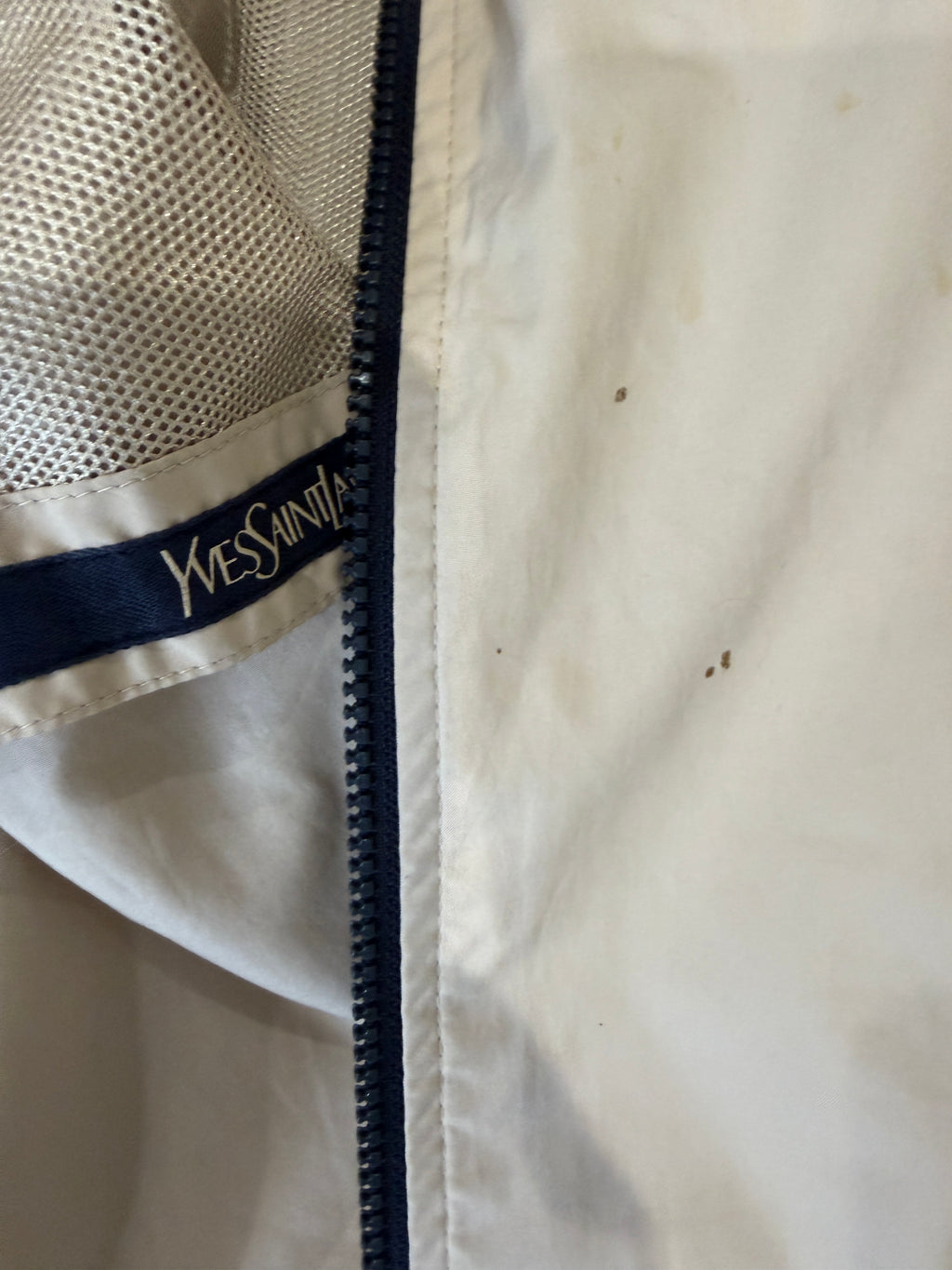 Yves Saint Laurent Vintage YSL Windbreaker Bomber Jacket Khaki Navy Size 100 Rare
