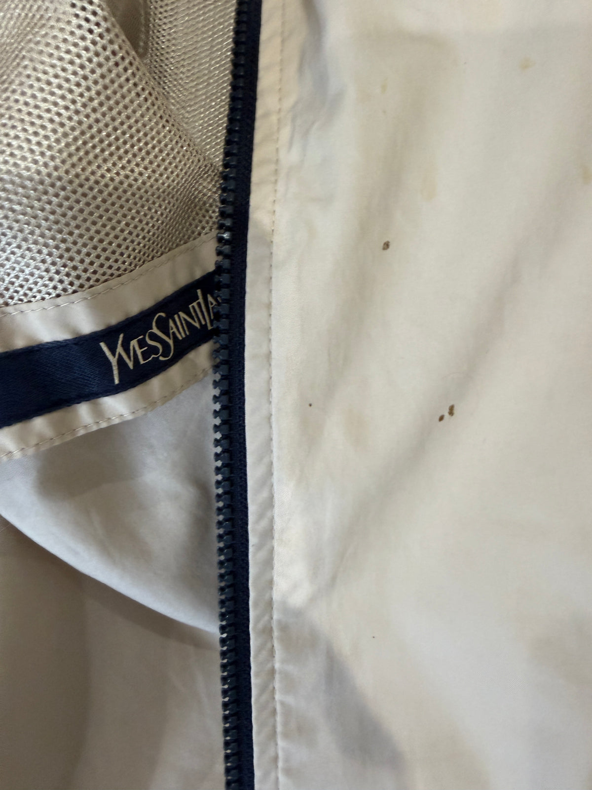 Yves Saint Laurent Vintage YSL Windbreaker Bomber Jacket Khaki Navy Size 100 Rare