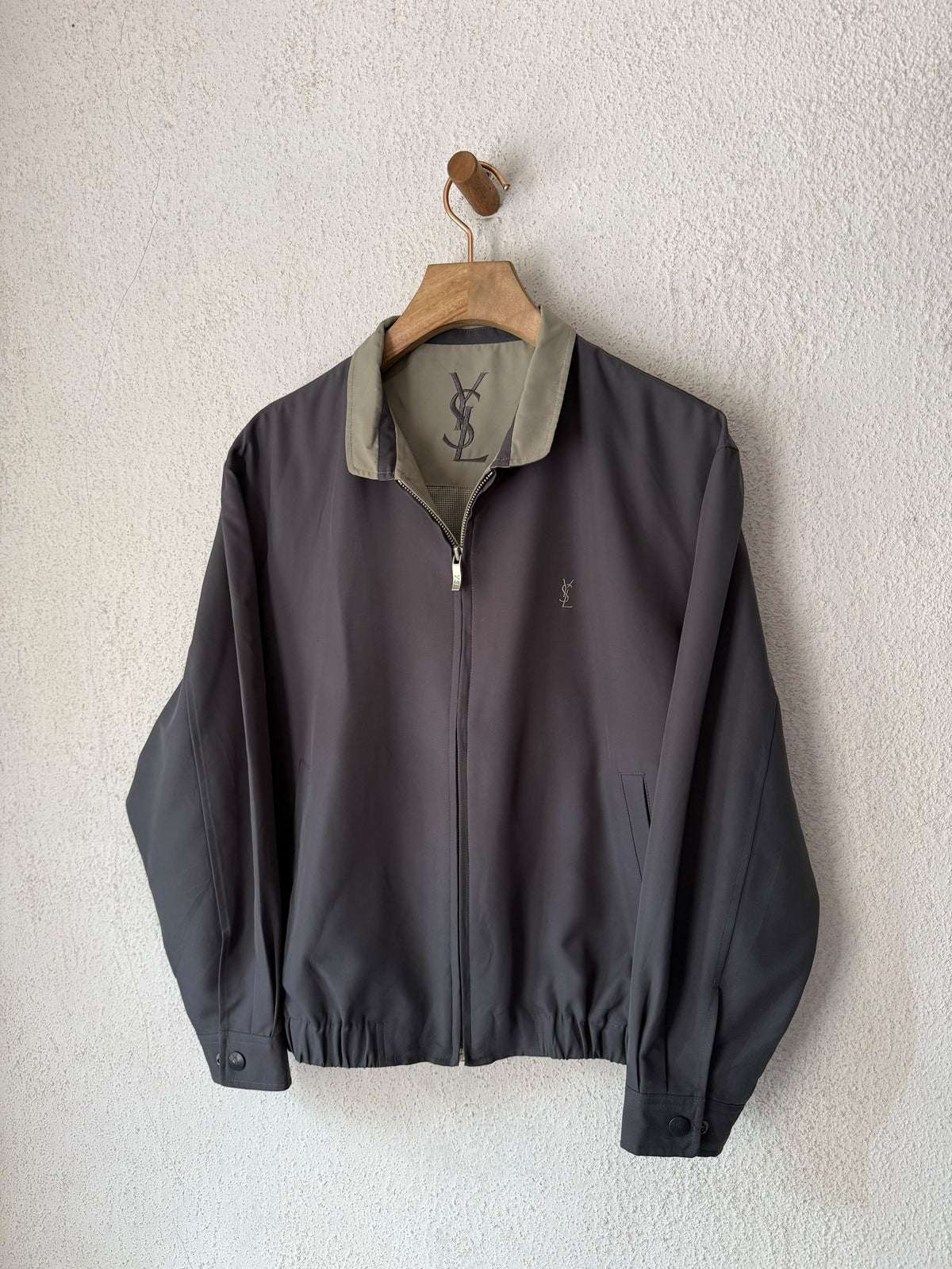 Yves Saint Laurent Black Zip-Up Windbreaker Bomber Jacket