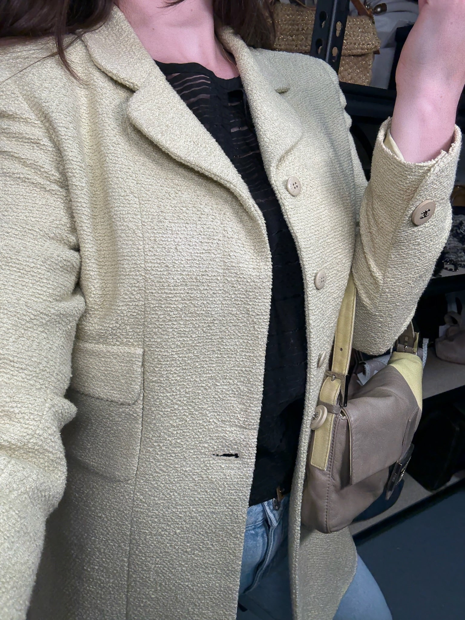 Chanel 1998 Light Green CC Button Blazer