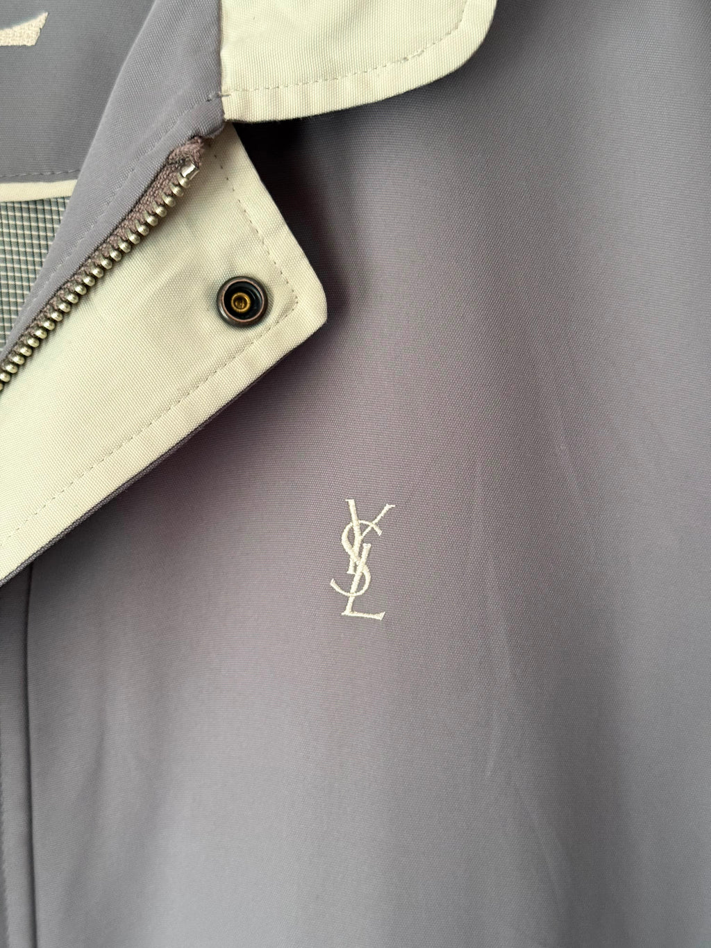 Yves Saint Laurent Vintage YSL Grey Beige Windbreaker Bomber Jacket
