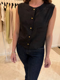 Chanel Black Gold Button Vest FR40