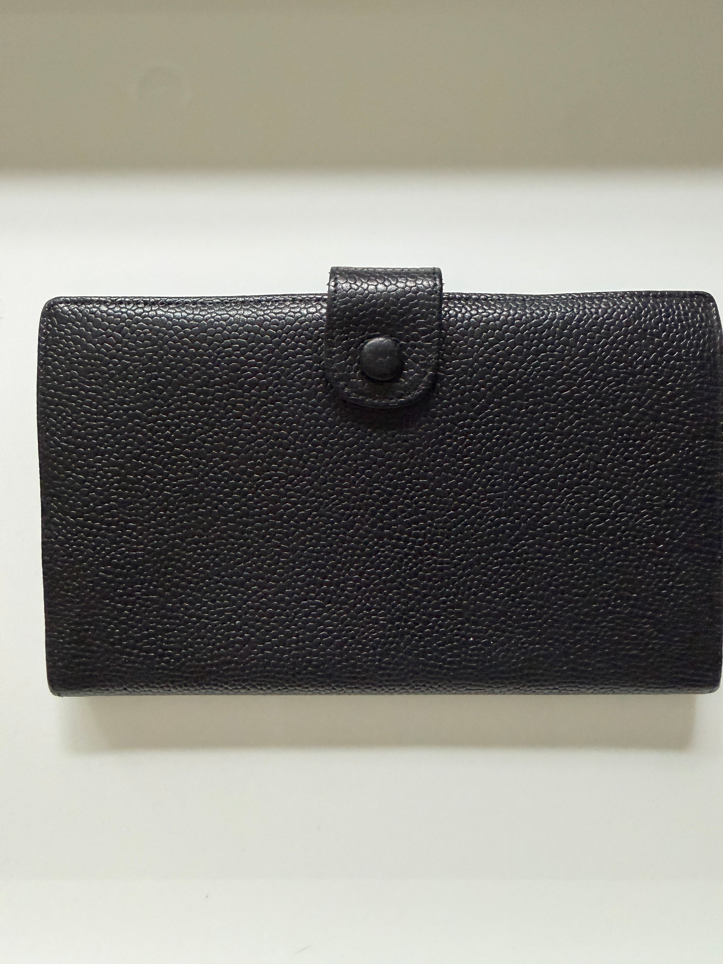 Chanel Black CC Logo French Caviar Leather Wallet