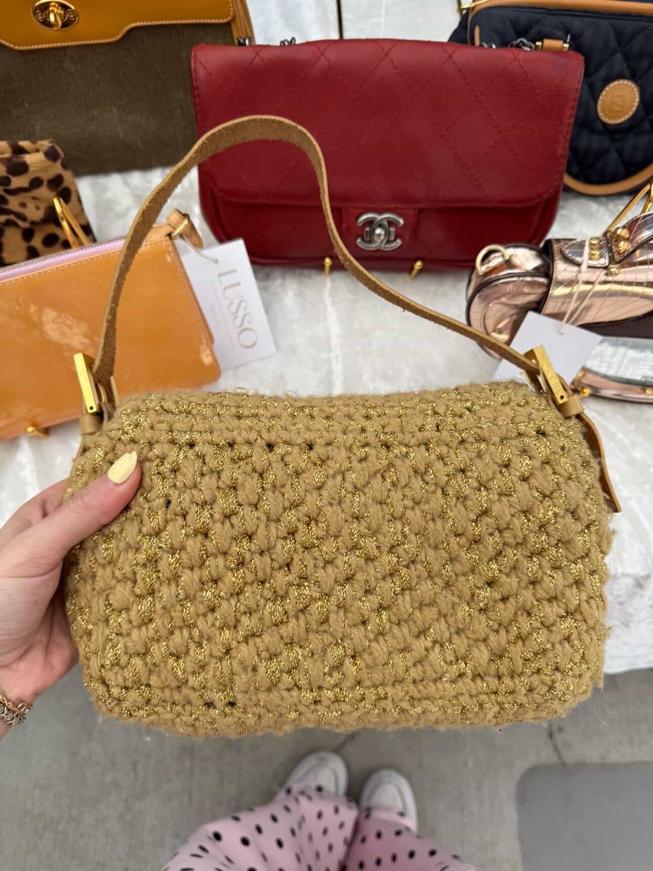 fendi Mamma Bucket Lame Knit