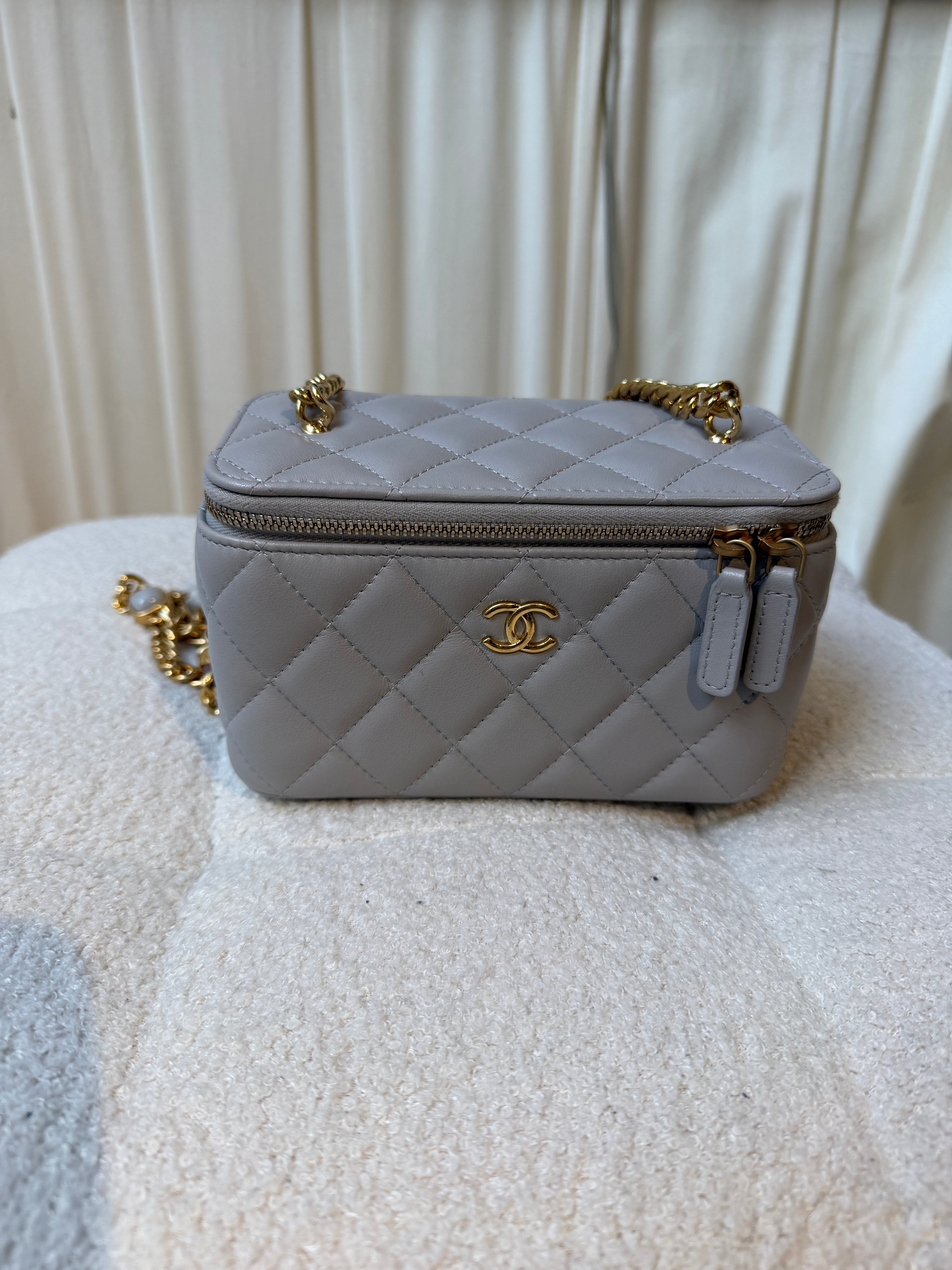 Chanel Lambskin Resin Chain Grey Vanity