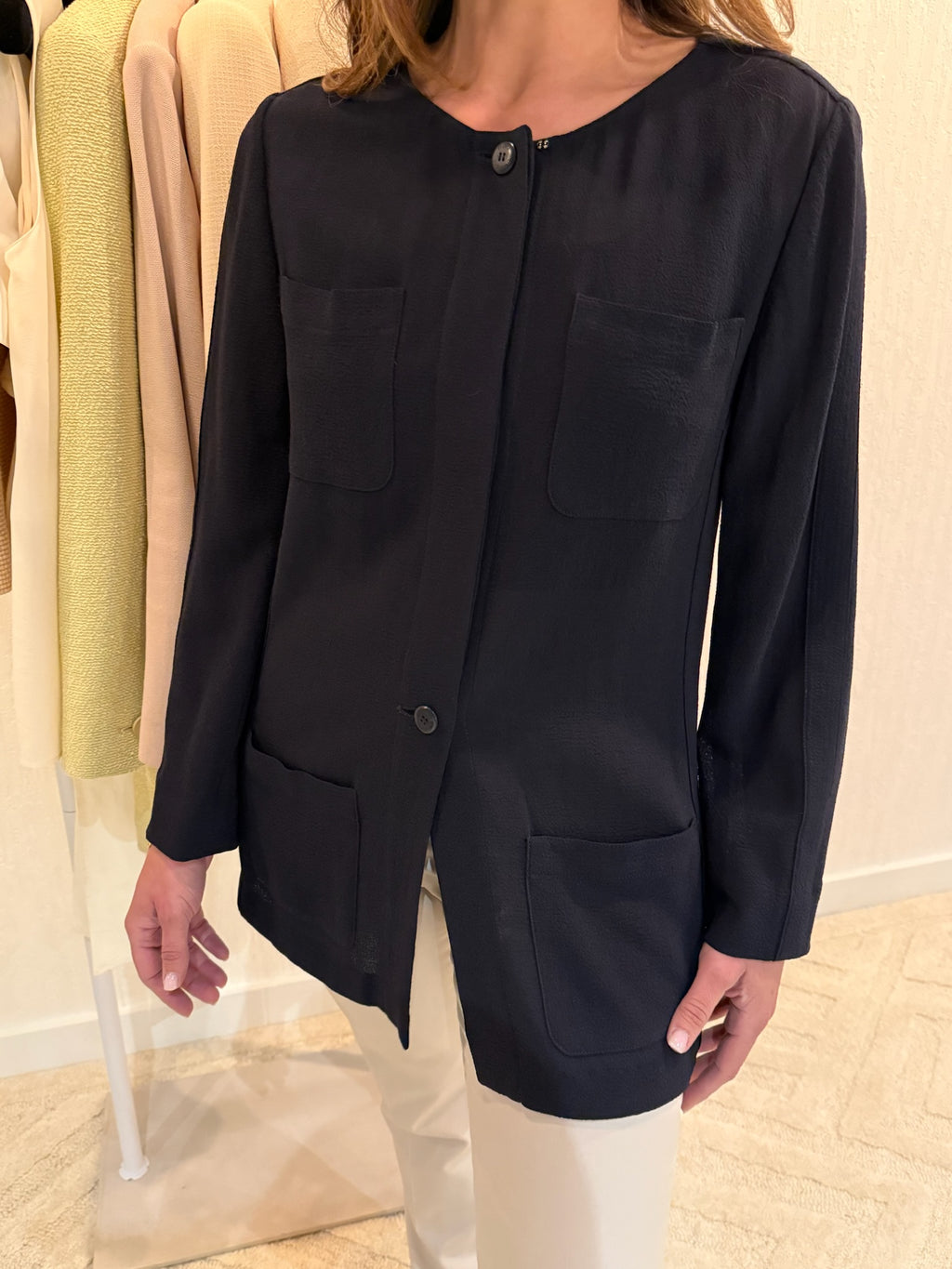Chanel 1999 Blue Wool Blazer / Top FR38