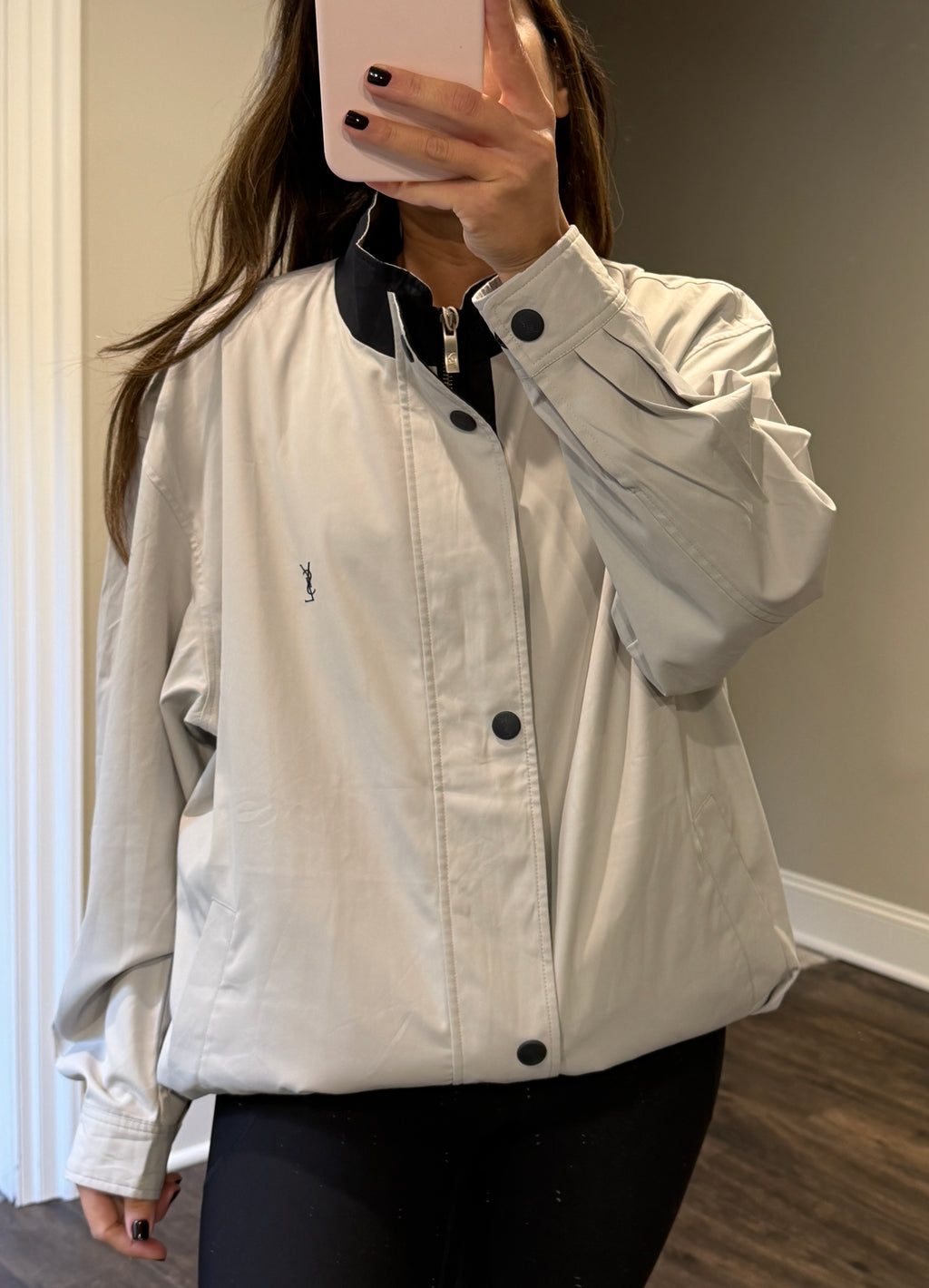 Yves Saint Laurent YSL Reversible Black & White Bomber Windbreaker Jacket