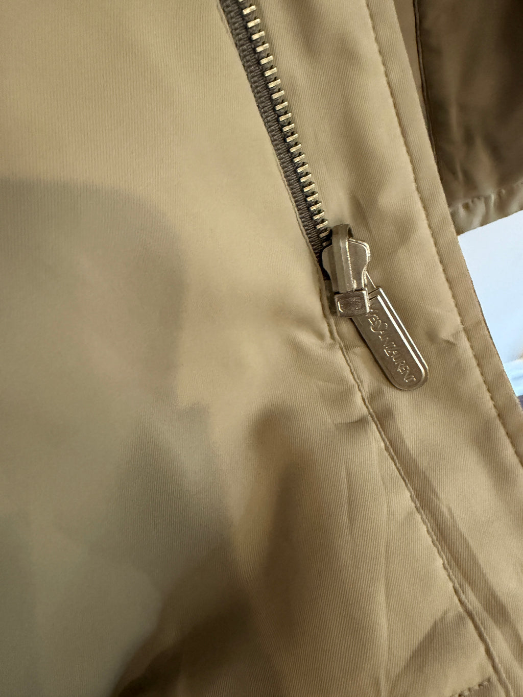 Yves Saint Laurent Vintage YSL Reversible Windbreaker Bomber Jacket Khaki Size 95