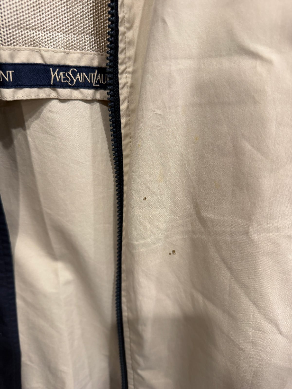 Yves Saint Laurent Vintage YSL Windbreaker Bomber Jacket Khaki Navy Size 100 Rare