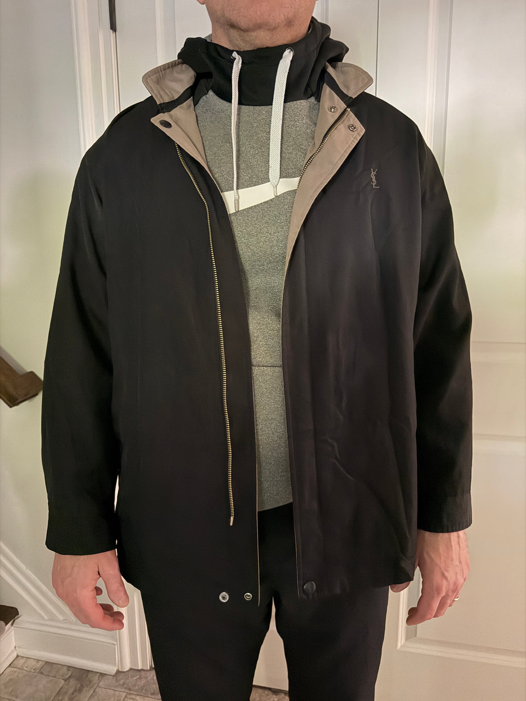 Saint Laurent Vintage Reversible Black / Beige Bomber Windbreaker UNISEX