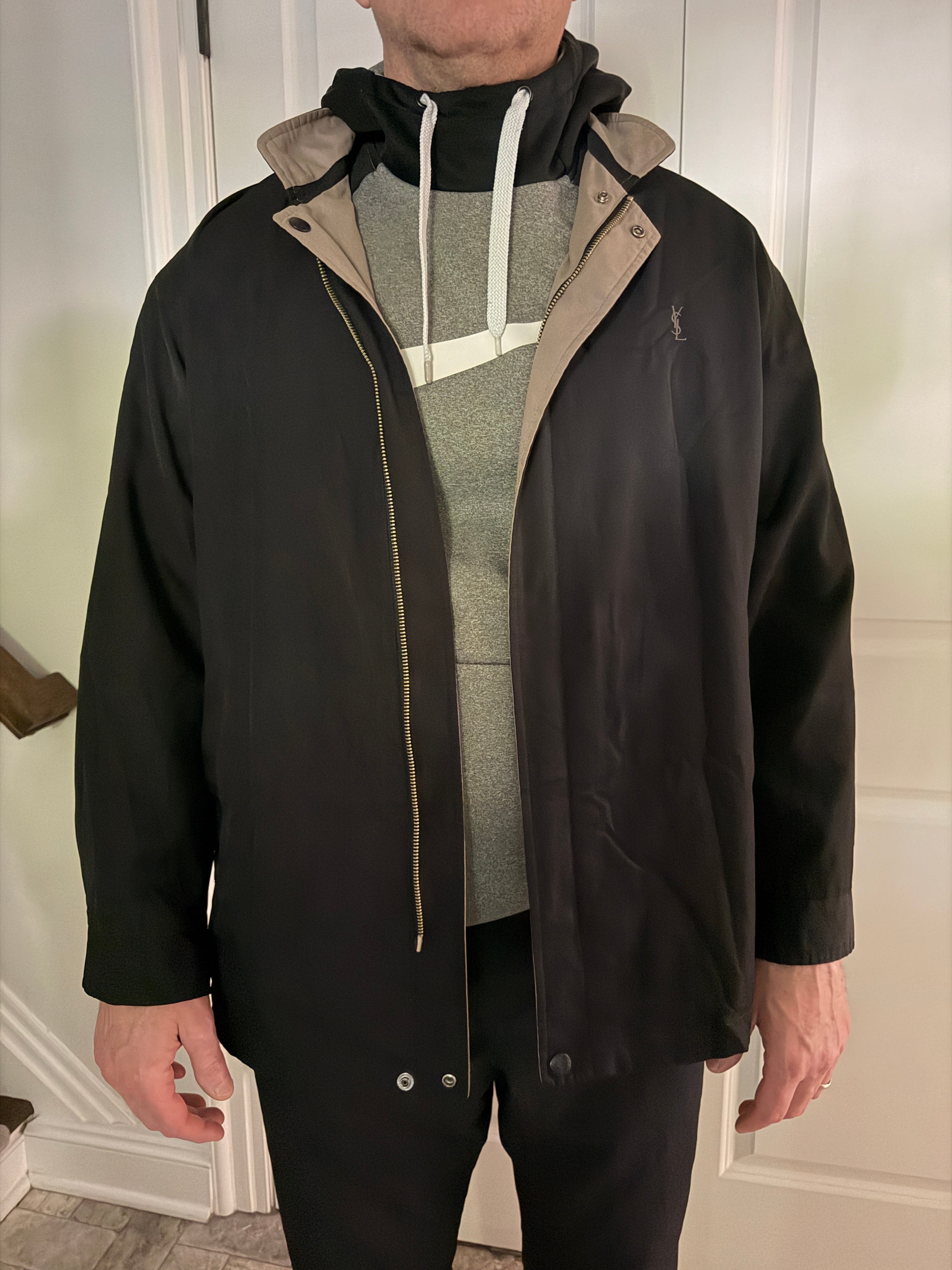 Saint Laurent Vintage Reversible Black / Beige Bomber Windbreaker UNISEX