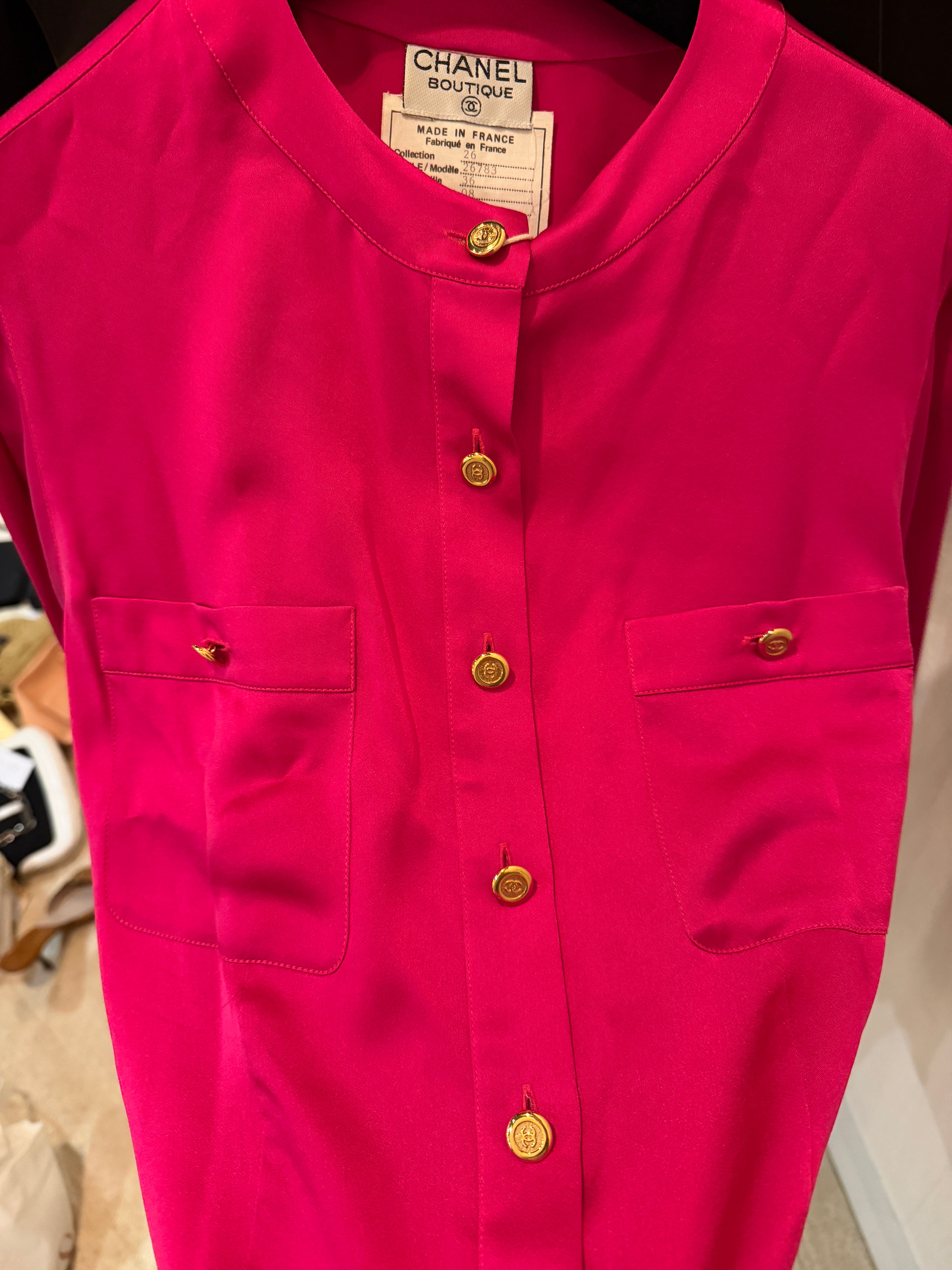 Chanel Fuscia  Button-Up Top