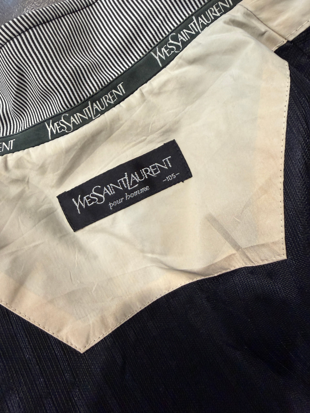 Yves Saint Laurent Vintage YSL Navy Windbreaker Bomber Jacket Size 105