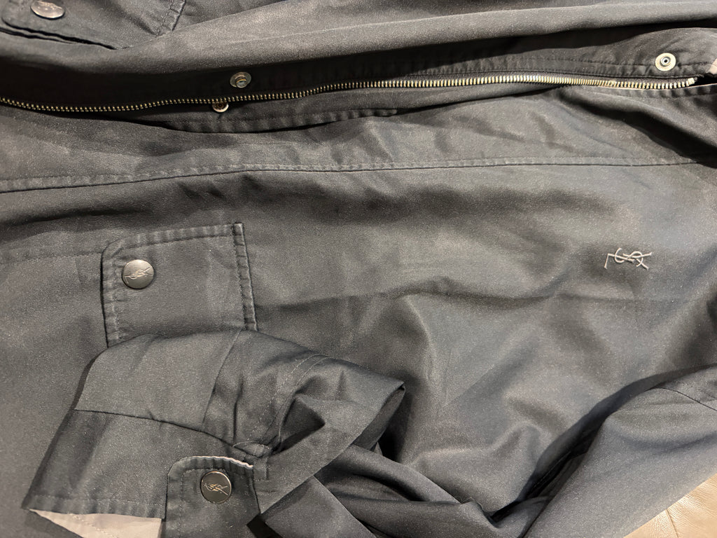 Yves Saint Laurent YSL Vintage Reversible Gray Black Bomber Windbreaker Jacket