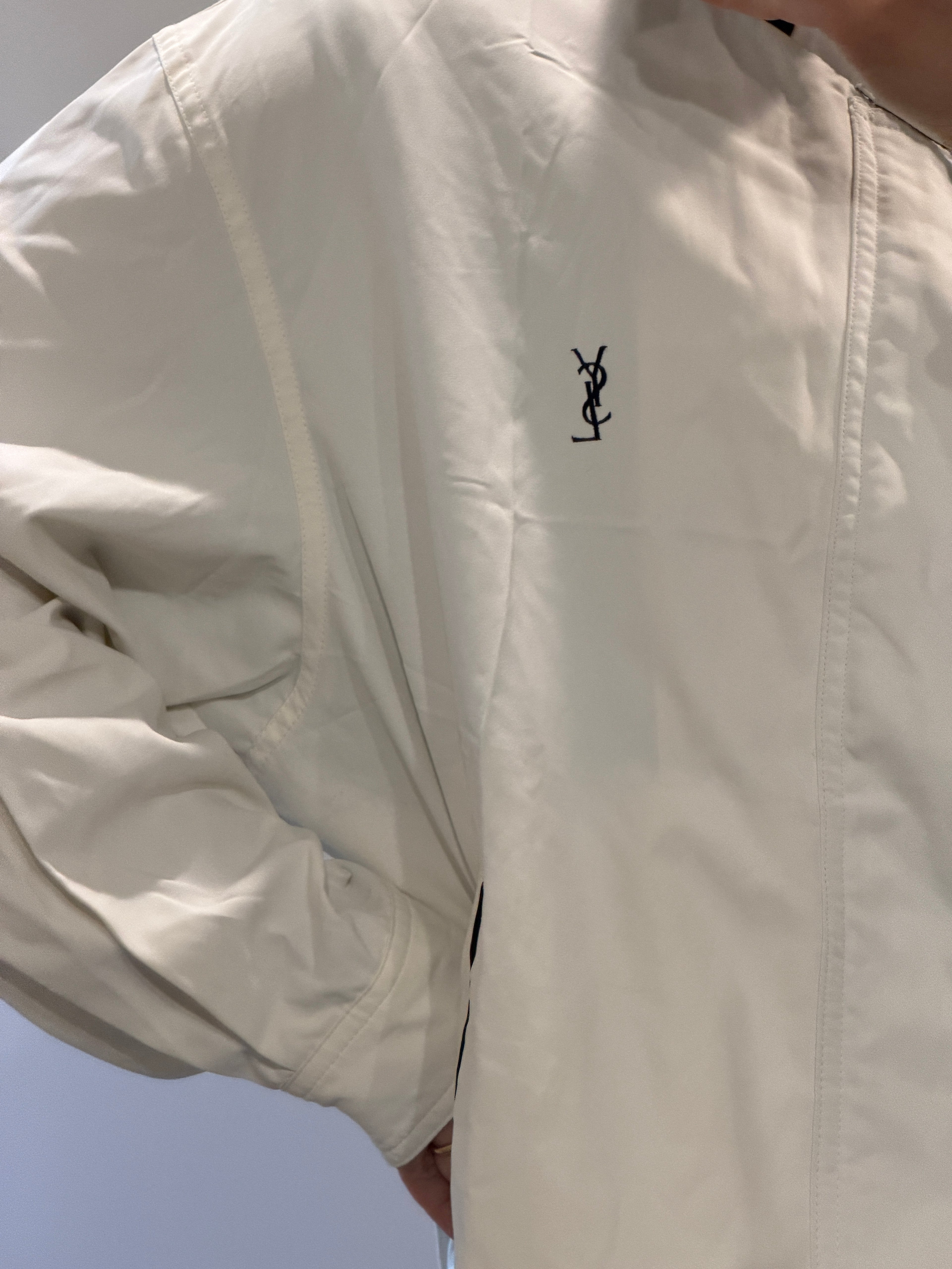 Saint Laurent Vintage Light Bomber Windbreaker White