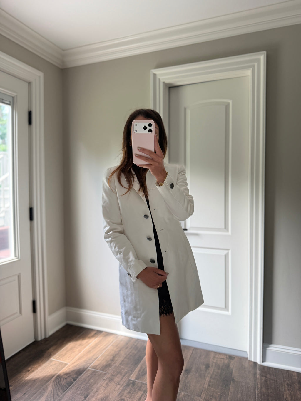 Chanel White Cotton Silver Button Blazer