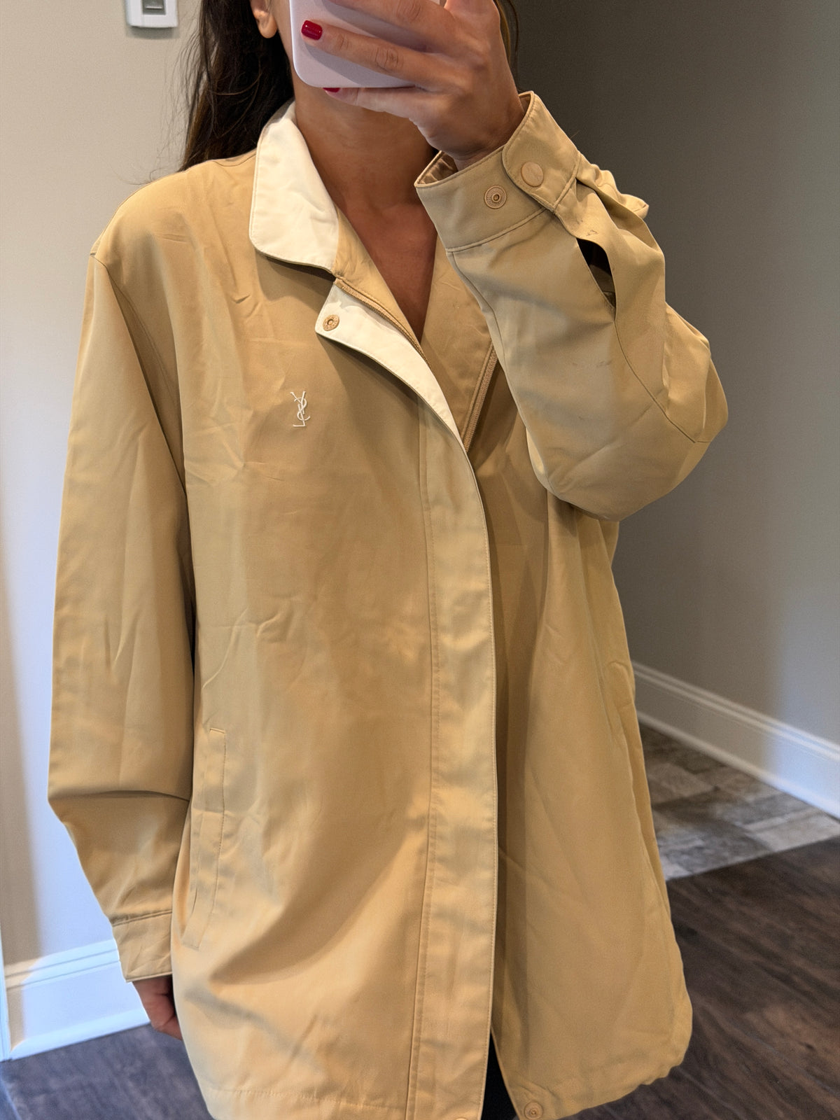 Yves Saint Laurent Vintage YSL Beige Windbreaker Bomber Jacket Size 100