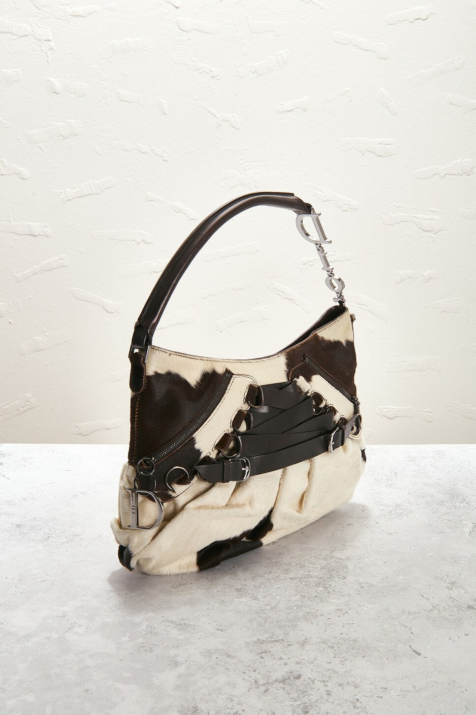 Christian Dior John Galliano Cow Print Pony Hair Ballet Corset Shoulder Bag RARE 2004
