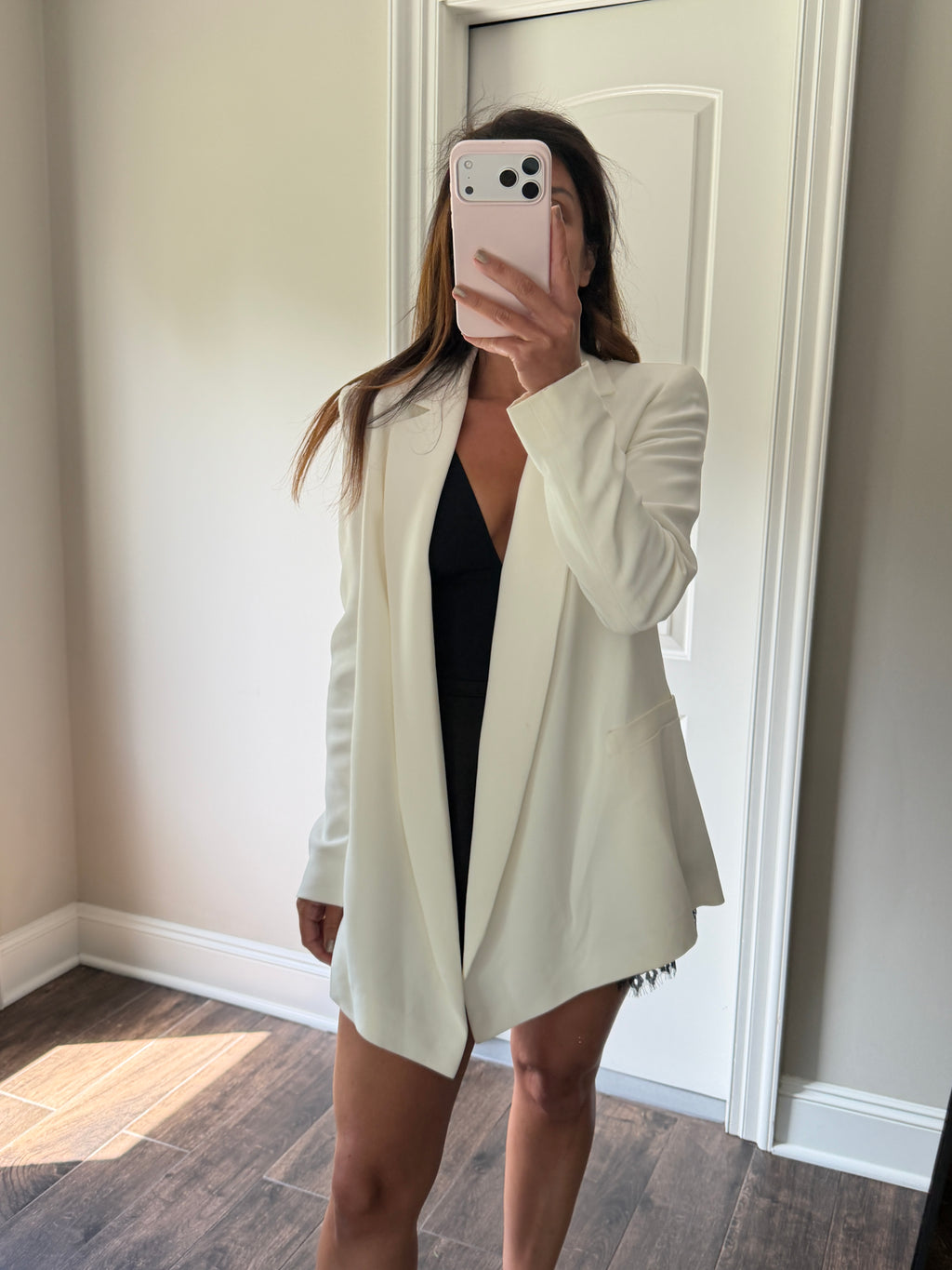 Escada Ivory Open Front Shawl Collar Blazer DE36 Tailored Designer Jacket