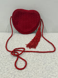 Bottega Veneta Rare Red Satin Heart Intrecciato Crossbody Bag
