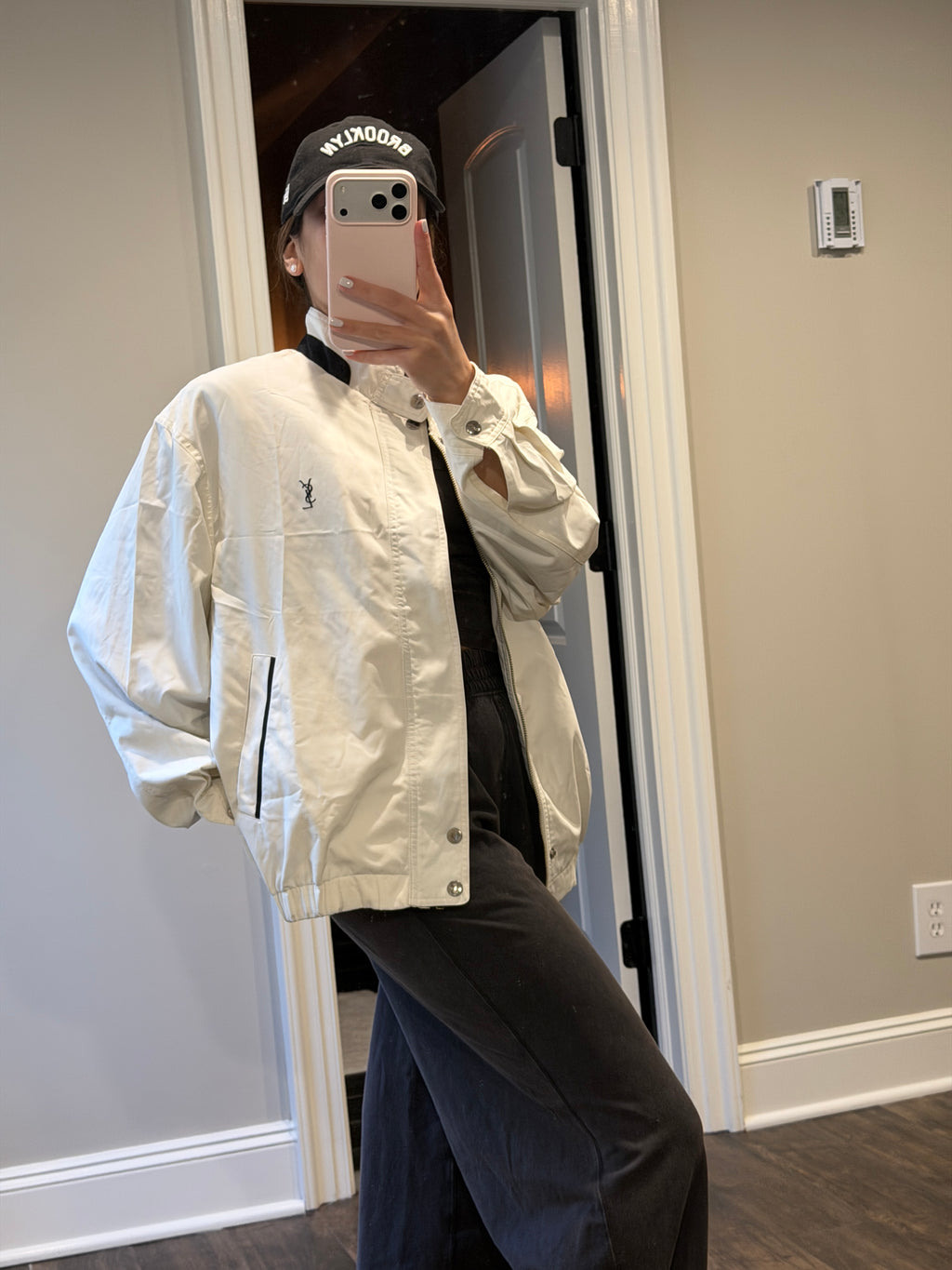 Saint Laurent Vintage Light Bomber Windbreaker White