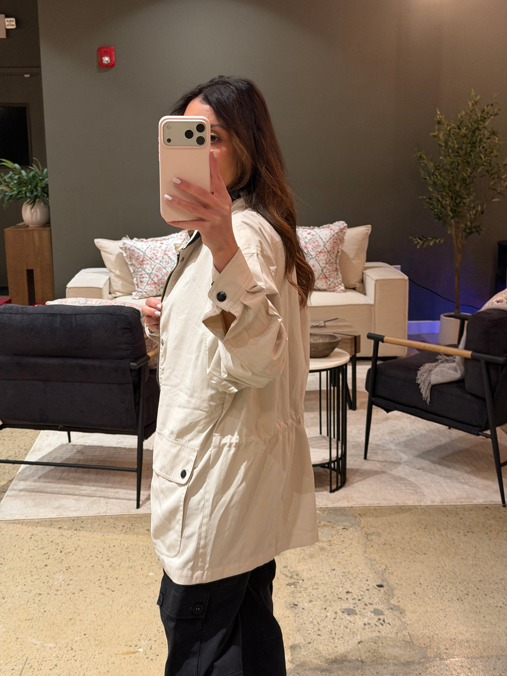Saint Laurent Off White Double Pocket Windbreaker Jacket w/ Hood