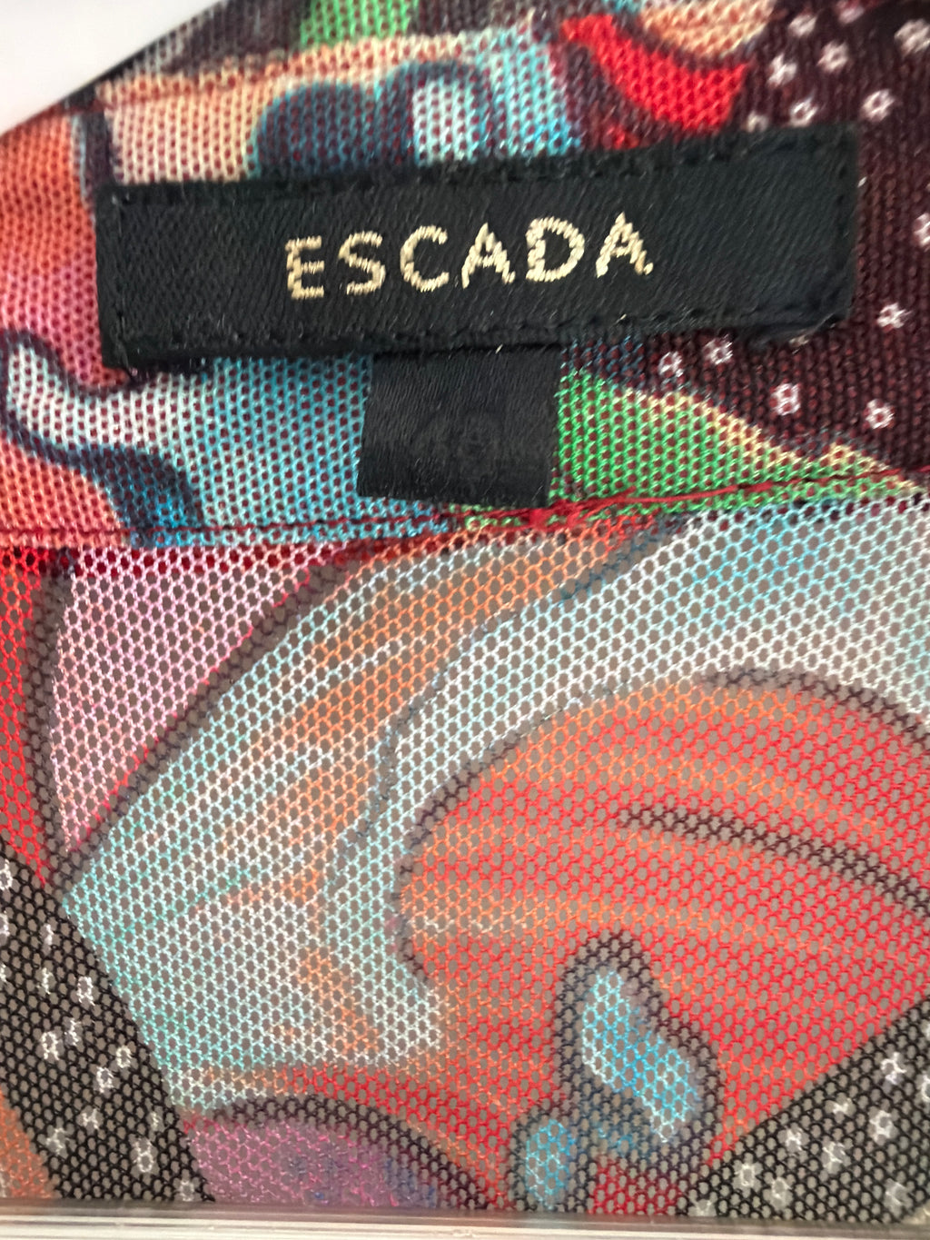 Escada Red Floral Print Button Up Blouse DE40 Long Sleeve Designer Top