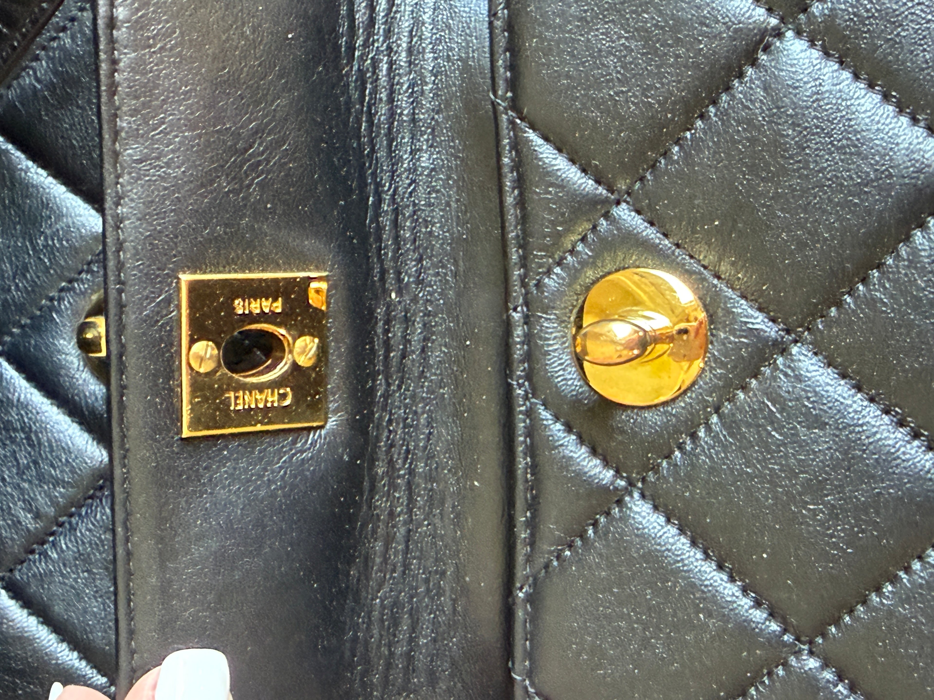 CHANEL Vintage Black Lambskin Quilted Drawstring Backpack 24K Gold Plated Hardware