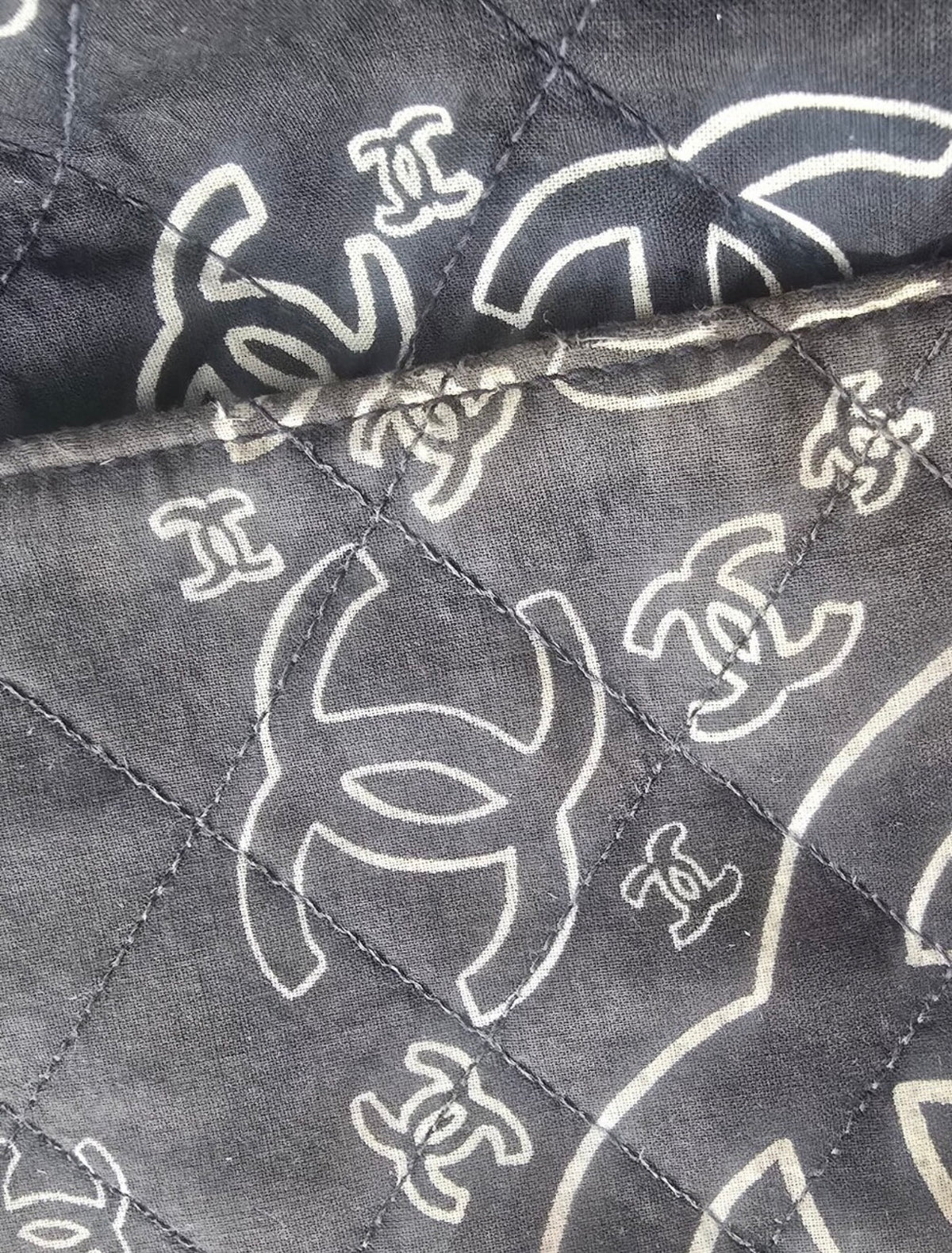 CHANEL 1990s Vintage Bandana Jumbo Flap Bag Black CC Logo 24K Gold Chain Rare