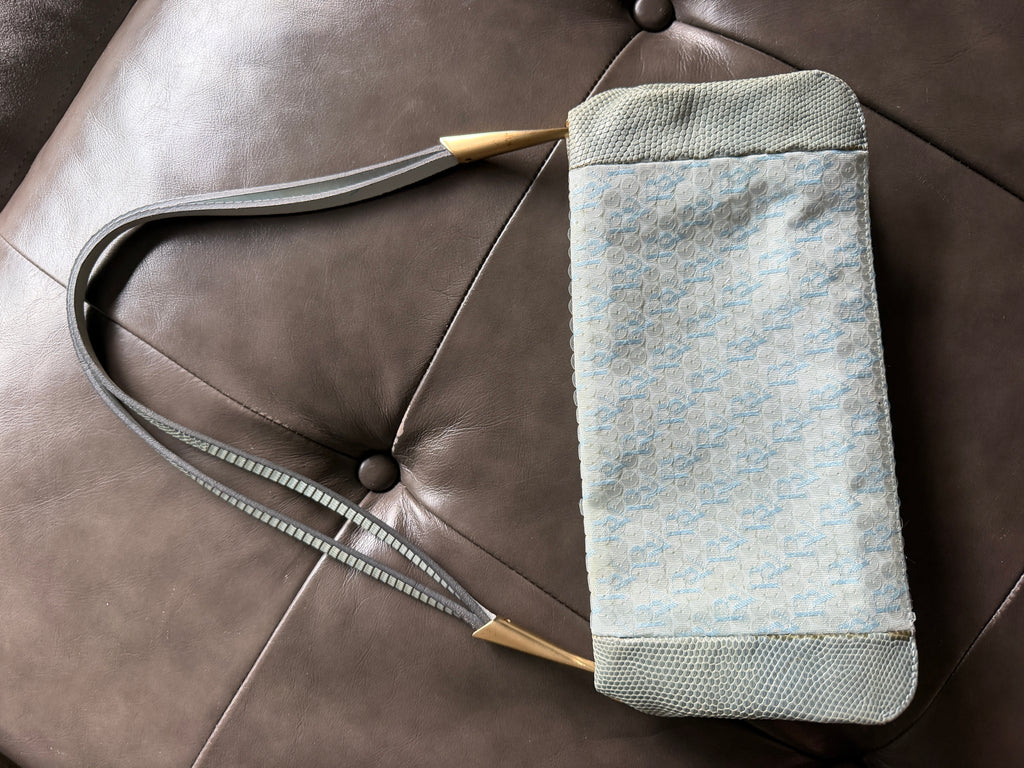 Bottega Veneta Blue Leather Shoulder Bag | Gold Tone Hardware