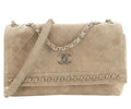 Chanel Vintage CC Stitched Suede Medium Flap Shoulder Bag Gold Chain Circa 2019–2020