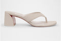 Christian Louboutin Janetonga 55 Nude Leather Block Heel Sandals Size 36.5