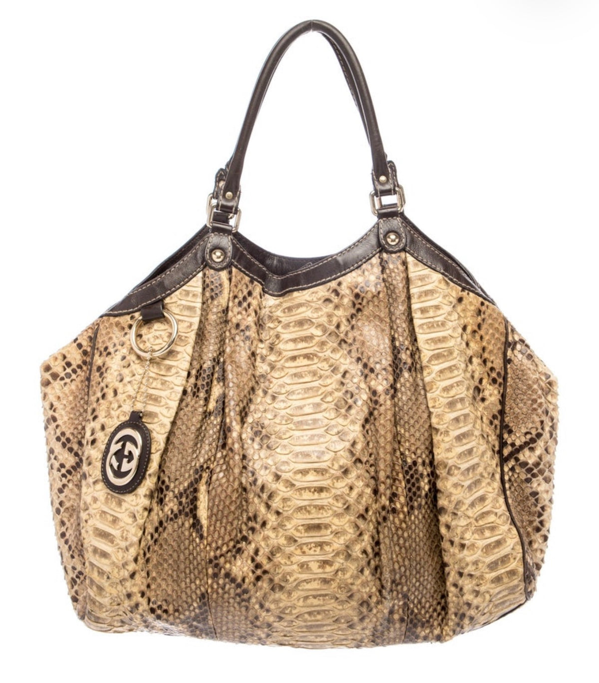 Gucci Vintage Sukey Python Snakeskin Tote Shoulder Bag