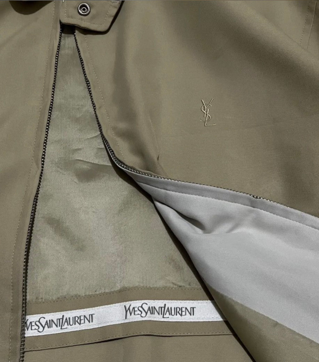 Yves Saint Laurent Vintage YSL Light Khaki Windbreaker Bomber Jacket Size 95