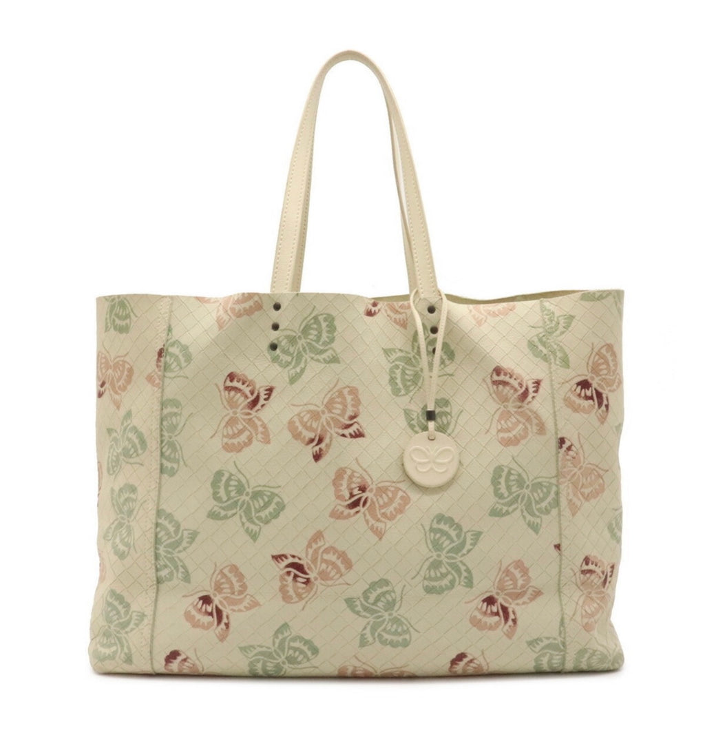 Bottega Veneta Mirage Butterfly Intrecciato Leather Tote Neutral Multi Print
