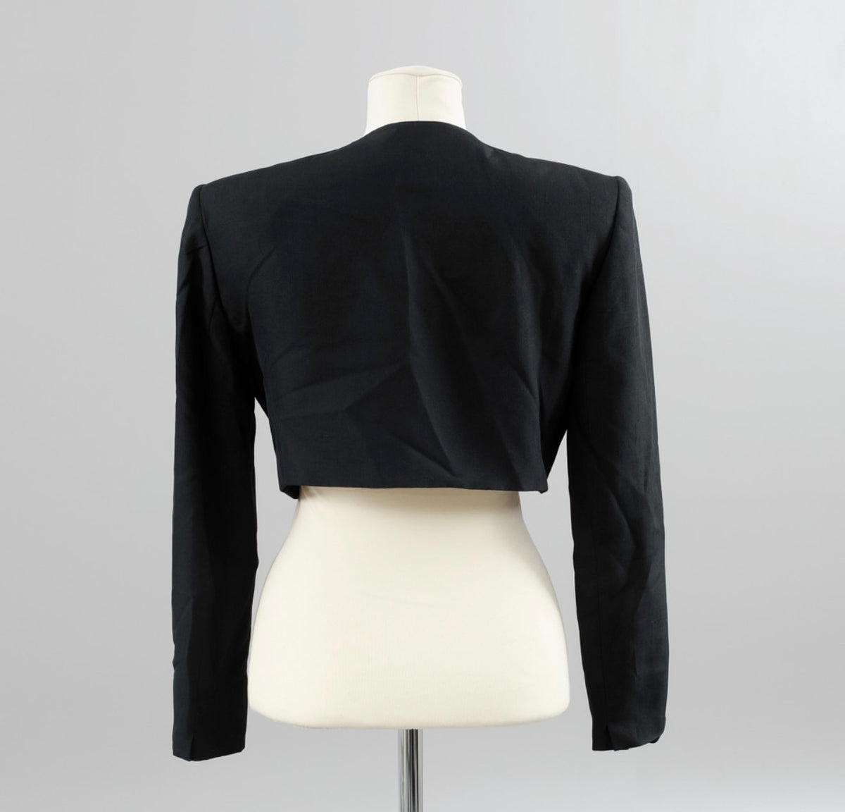 Christian Dior 1980s/90s Black Cropped Bolero Blazer with Gold Buttons