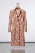 Dolce & Gabbana Champagne Pink Floral Lace Overcoat Jacket Size 38