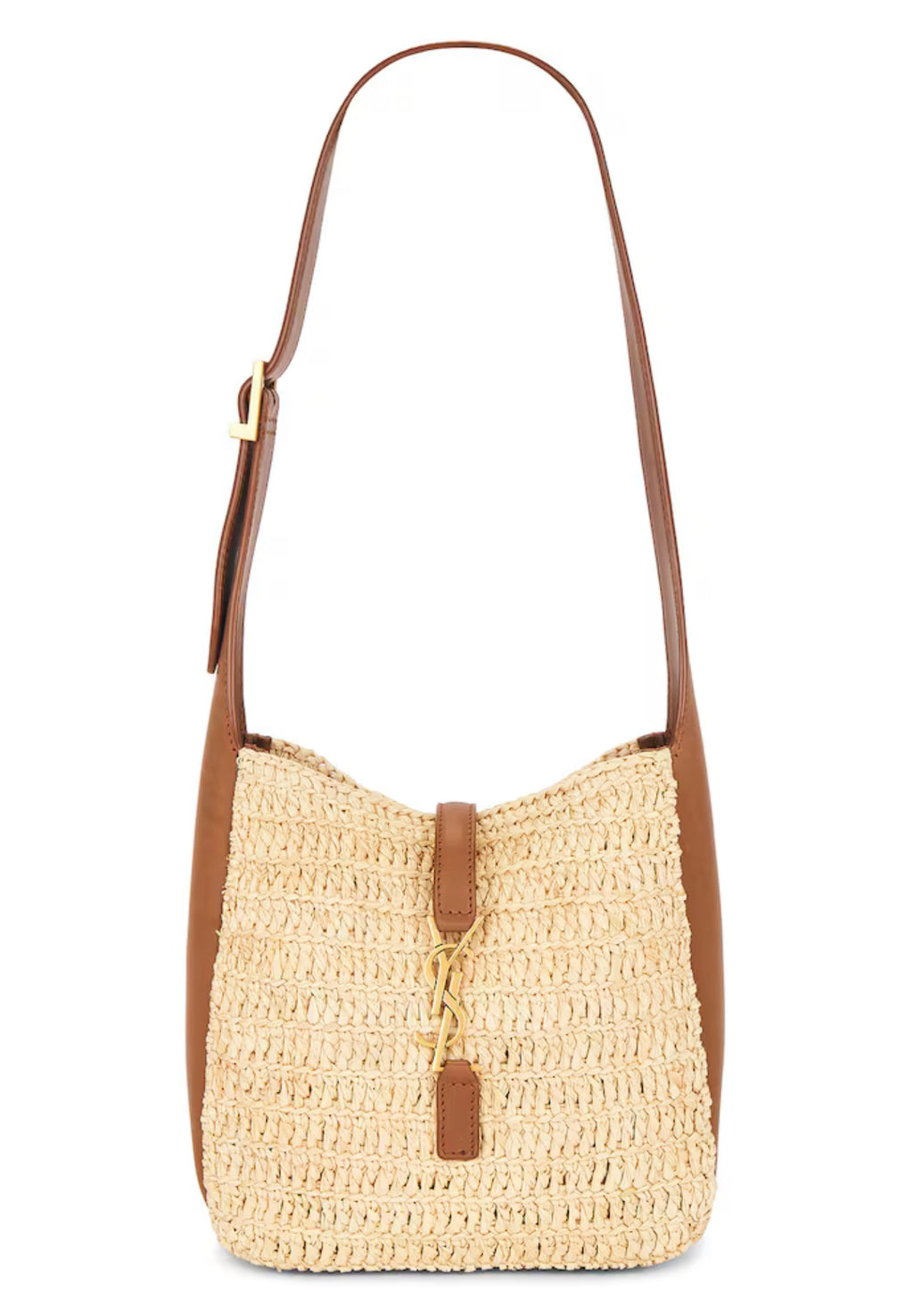 SAINT LAURENT Le 5 A 7 Supple Raffia Shoulder Bag