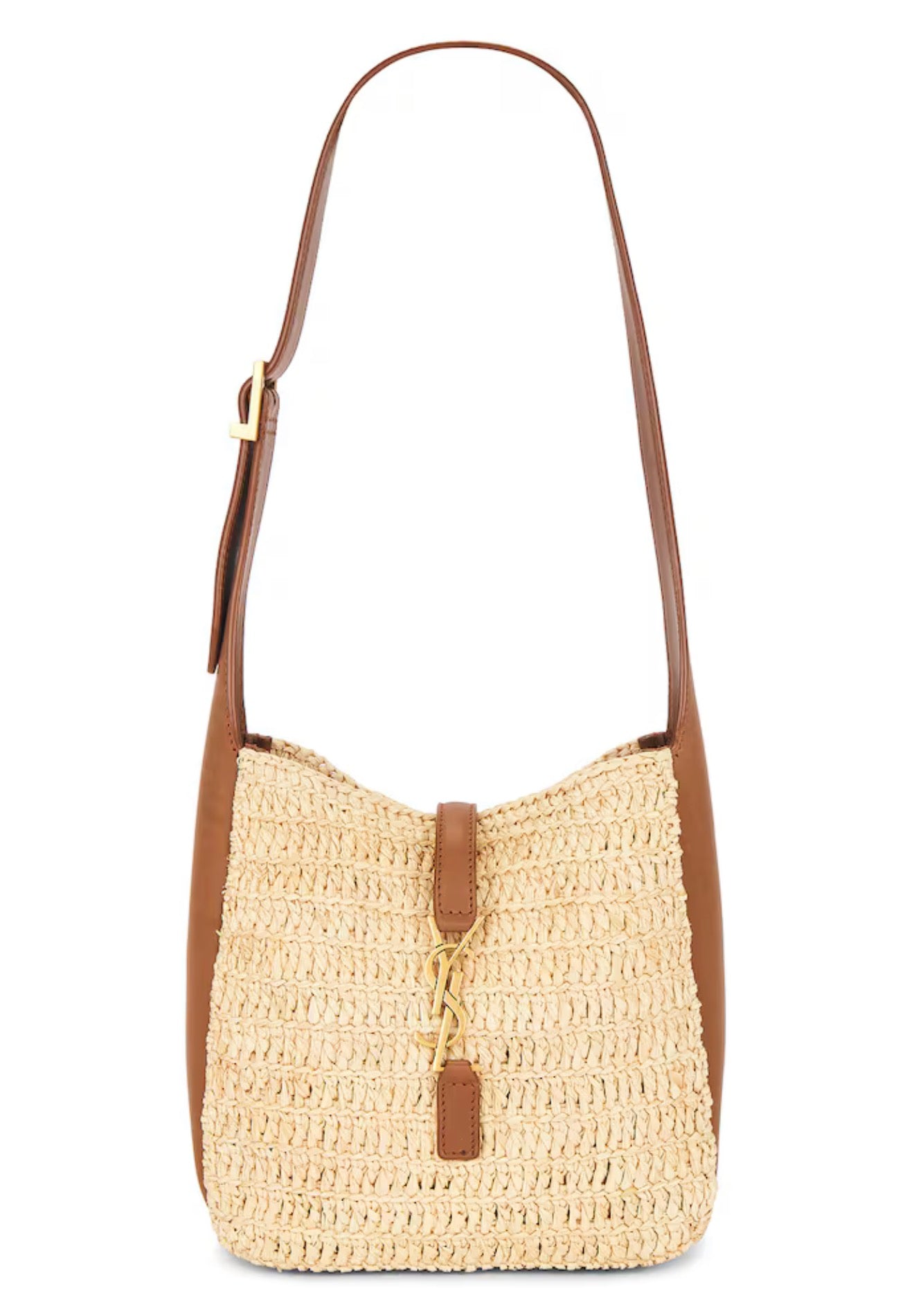 SAINT LAURENT Le 5 A 7 Supple Raffia Shoulder Bag