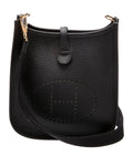 Hermès Mini Evelyne TPM 16 Noir Clemence Leather Crossbody Bag Gold Hardware 2025