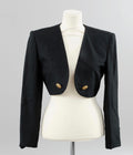 Christian Dior 1980s/90s Black Cropped Bolero Blazer with Gold Buttons