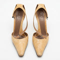 Gucci Snakeskin D’Orsay Pointed Toe Ankle Strap Heels