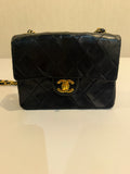 Chanel Vintage Black Quilted Lambskin Mini Flap Bag with Gold Hardware