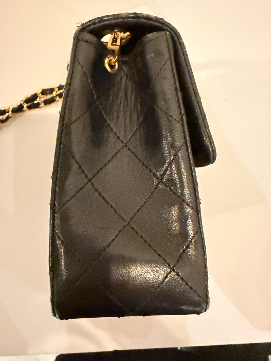 Chanel Vintage Black Quilted Lambskin Mini Flap Bag with Gold Hardware