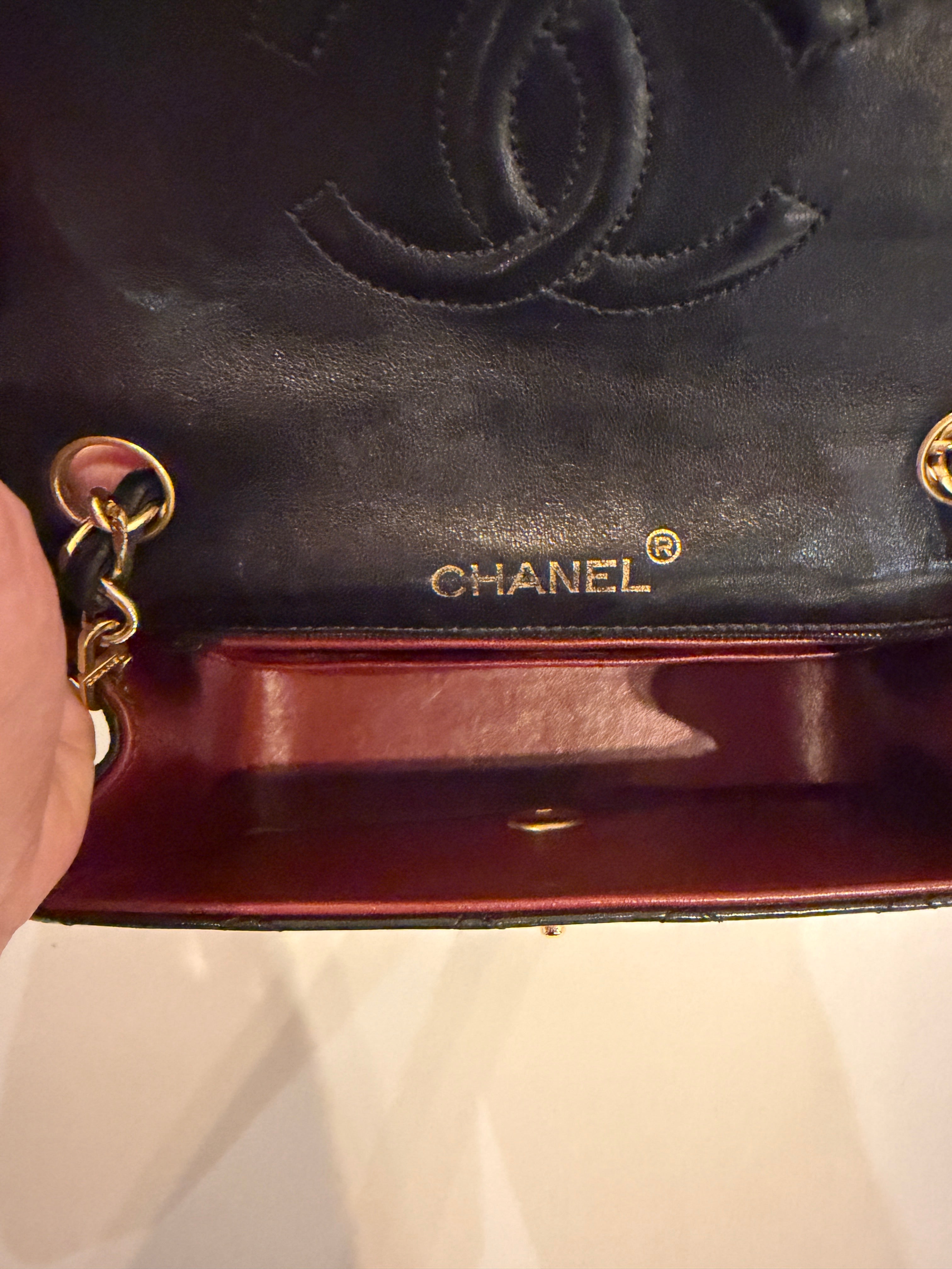 Chanel Vintage Black Quilted Lambskin Mini Flap Bag with Gold Hardware