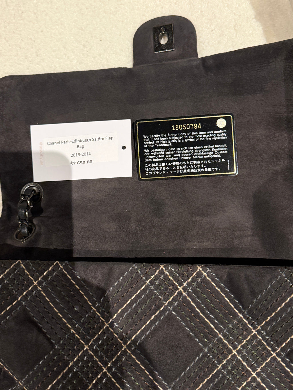 Chanel Jumbo Saltire Single Flap Grey Suede Multicolor Stitch Shoulder Bag 2013-2014