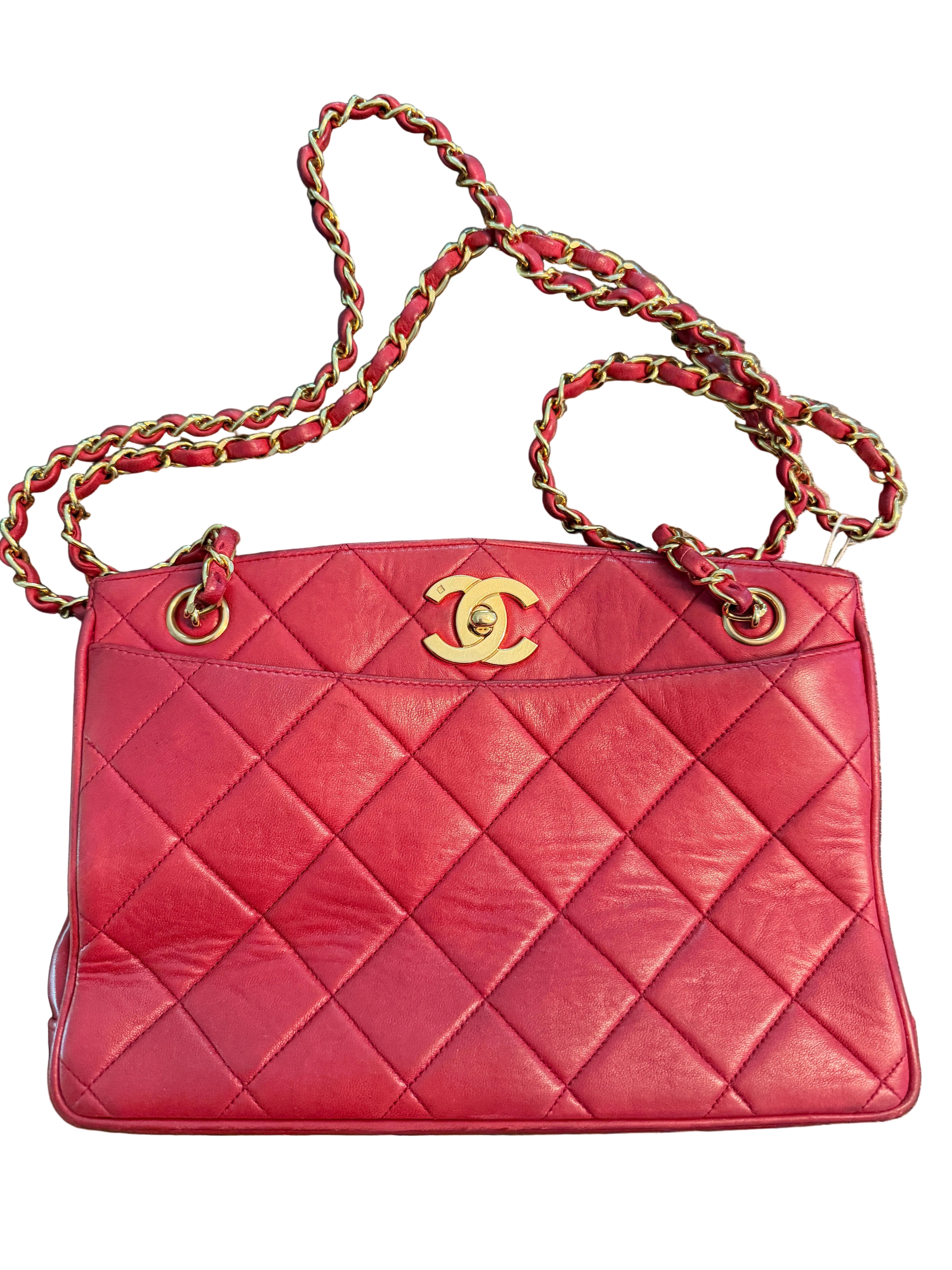 Chanel Red Maxi CC Tote