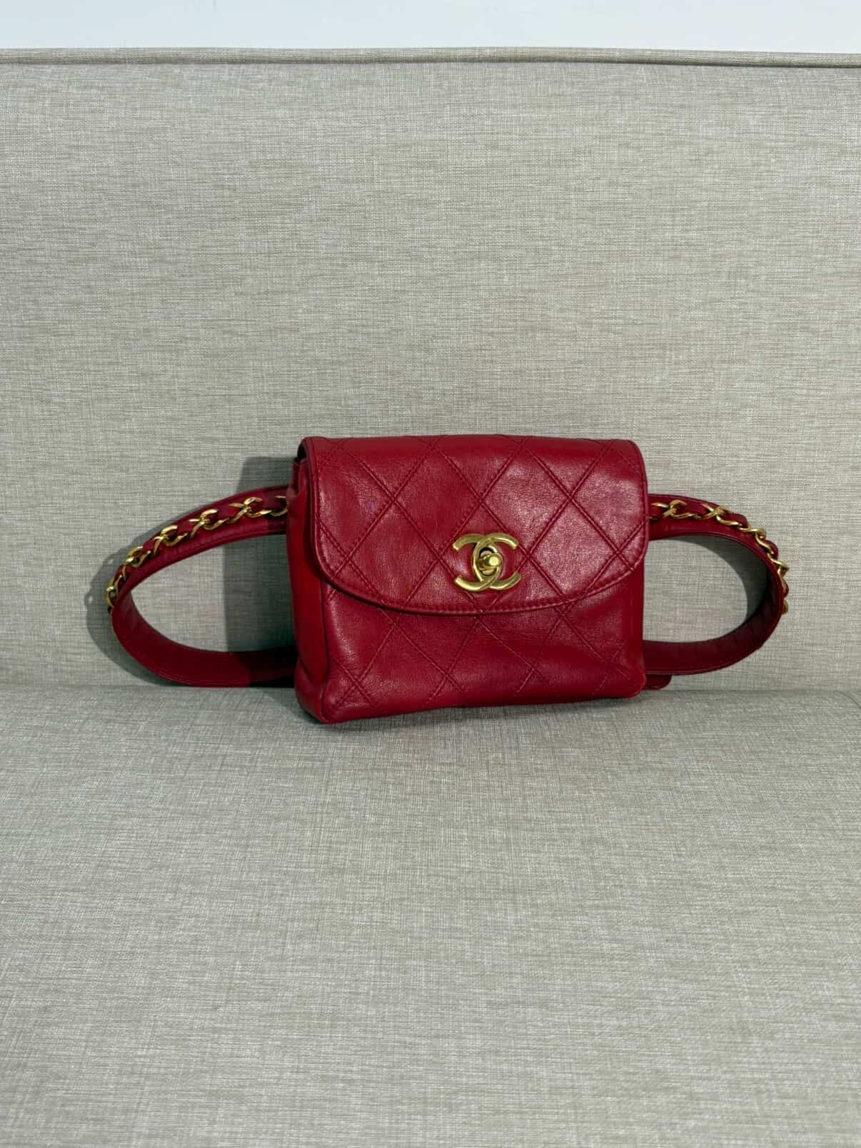 Chanel Red Turnlock CC Belt Bag